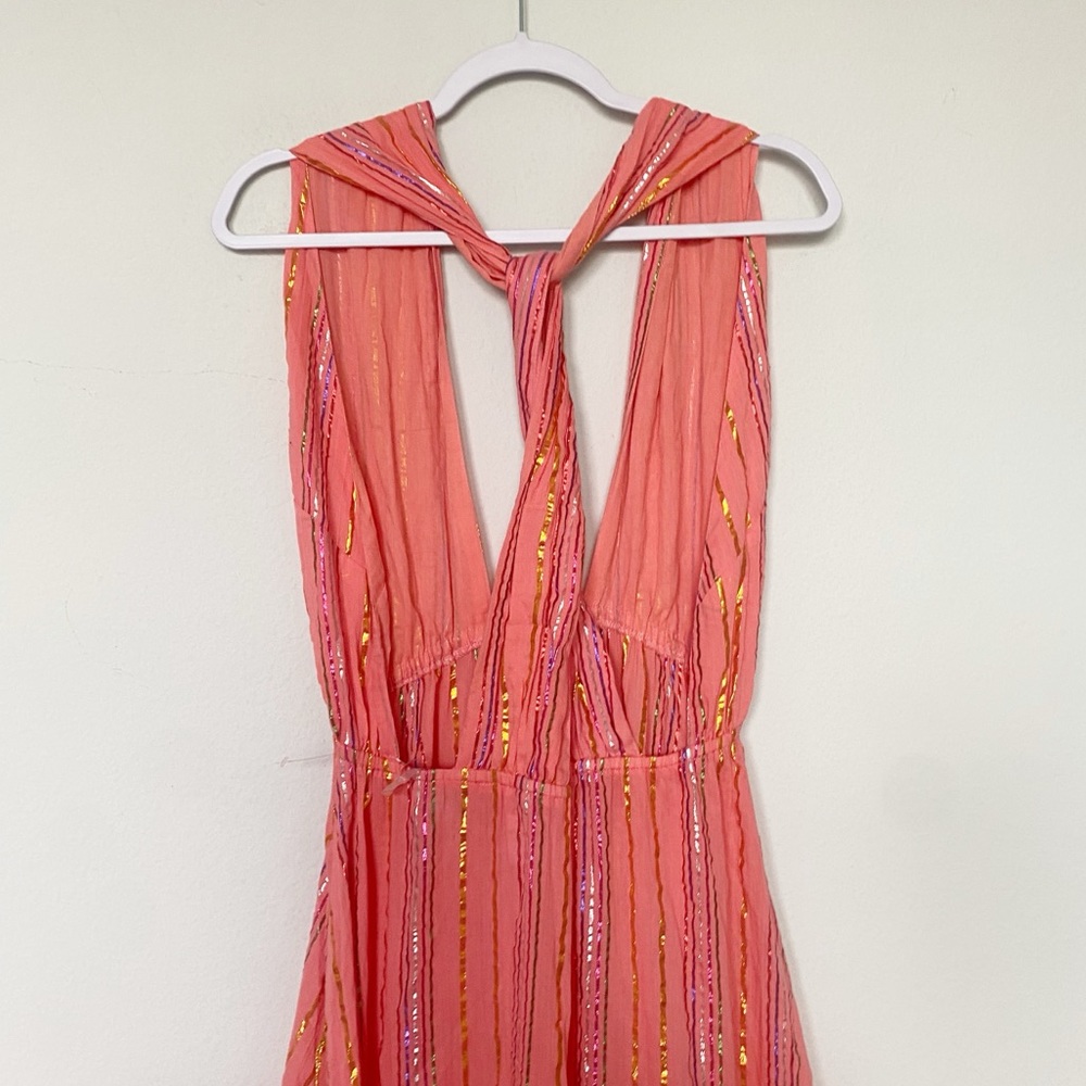 SUNDRESS Suzie Maxi Dress Sao Paolo Rainbow Metallic Stripe Bright Pink XL NWT - Picture 11 of 13